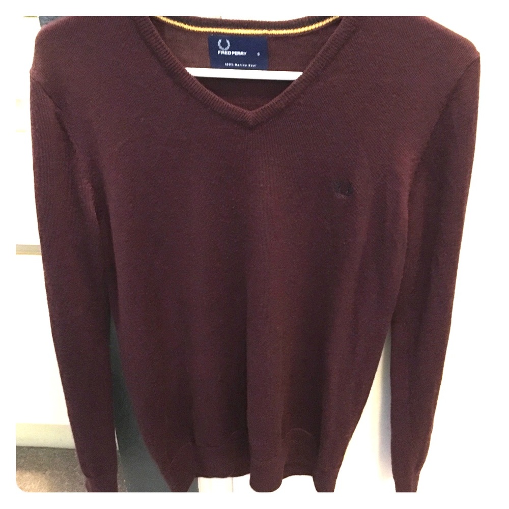 Vintage Fred Perry merino wool v-neck sweater